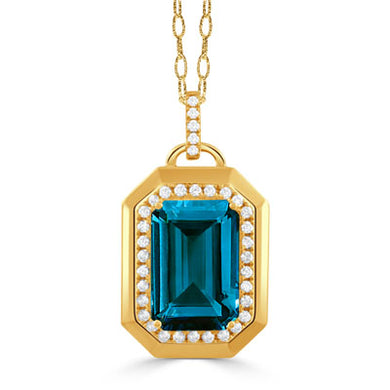 OCTAGON DIAMOND PENDANT WITH LONDON BLUE TOPAZ