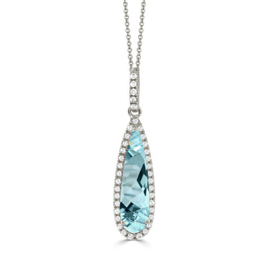 TEARDROP DIAMOND PENDANT WITH SKY BLUE TOPAZ