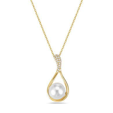 FRESHWATER PEARL DROP DIAMOND PENDANT