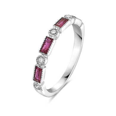 ROUND AND BAGUETTE DIAMOND BAND RING - MICHAEL K. JEWELERS