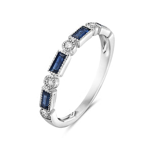 ROUND AND BAGUETTE DIAMOND BAND RING - MICHAEL K. JEWELERS