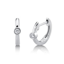 Load image into Gallery viewer, SOLITAIRE BEZEL HUGGIE DIAMOND EARRING