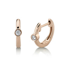Load image into Gallery viewer, SINGLE DIAMOND BEZEL HUGGIE EARRING