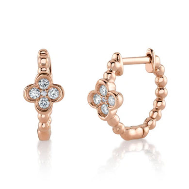 DIAMOND CLOVER HUGGIE BEAD EARRING