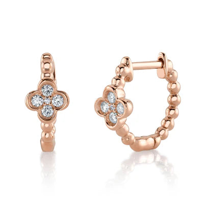 DIAMOND CLOVER HUGGIE BEAD EARRING