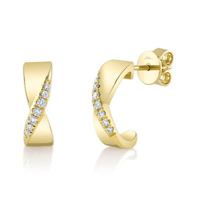 CRISS CROSS DIAMOND HUGGIE EARRING