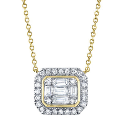 HALO DIAMOND BAGUETTE NECKLACE