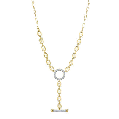 DIAMOND CIRCLE LINK LARIAT NECKLACE