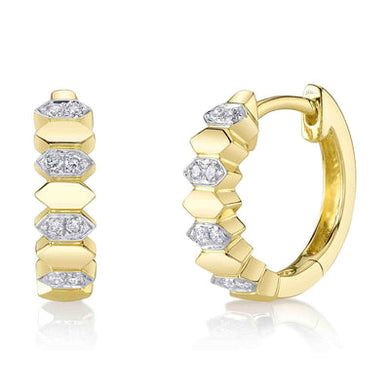 DIAMOND HEXAGON HUGGIE EARRING