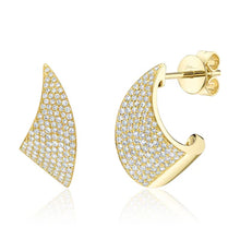 Load image into Gallery viewer, FEATHER DIAMOND PAVE HOOP EARRING