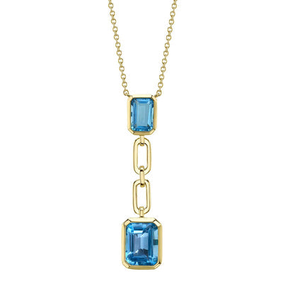 BLUE TOPAZ PAPER CLIP LINK NECKLACE