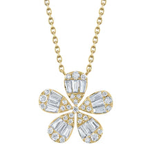Load image into Gallery viewer, DIAMOND BAGUETTE FLOWER NECKLACE