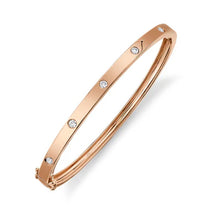 Load image into Gallery viewer, ROSE GOLD BANGLE WITH ROUND DIAMOND STUDS