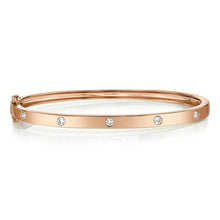 Load image into Gallery viewer, ROSE GOLD BANGLE WITH ROUND DIAMOND STUDS