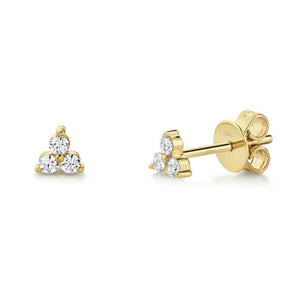 THREE STONE ROUND DIAMOND STUD EARRING