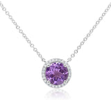 ROUND AMETHYST DIAMOND NECKLACE