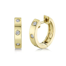 Load image into Gallery viewer, FLUSH SET ROUND DIAMOND HOOP EARRING
