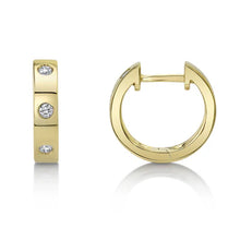 Load image into Gallery viewer, FLUSH SET ROUND DIAMOND HOOP EARRING