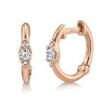 Load image into Gallery viewer, THREE DIAMOND HUGGIE HOOP EARRING