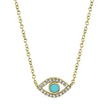 Load image into Gallery viewer, DIAMOND AND COMPOSITE TURQUOISE EYE NECKLACE