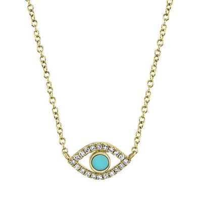 DIAMOND AND COMPOSITE TURQUOISE EYE NECKLACE - MICHAEL K. JEWELERS