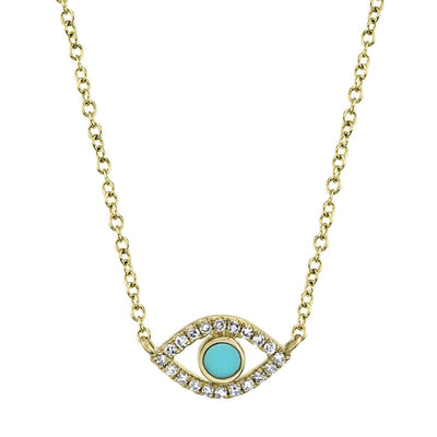 DIAMOND AND COMPOSITE TURQUOISE EYE NECKLACE