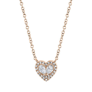 HALO TEAR SHAPE DIAMOND HEART NECKLACE