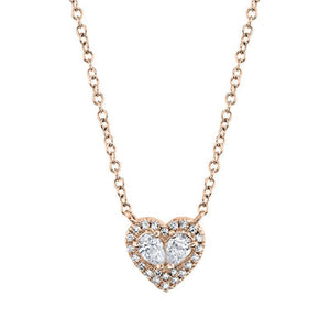 HALO TEAR SHAPE DIAMOND HEART NECKLACE