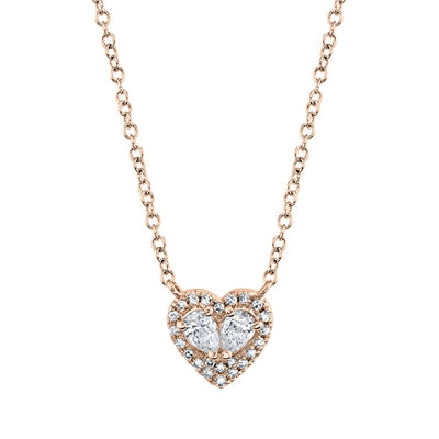 HALO TEAR SHAPE DIAMOND HEART NECKLACE