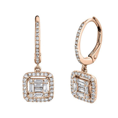 HALO DIAMOND BAGUETTE HUGGIE EARRING