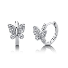 Load image into Gallery viewer, MINI DIAMOND BUTTERFLY HUGGIE EARRING