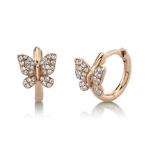 Load image into Gallery viewer, MINI DIAMOND BUTTERFLY HUGGIE EARRING