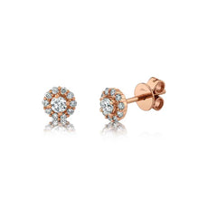 Load image into Gallery viewer, ROUND HALO DIAMOND STUD EARRING