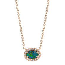 Load image into Gallery viewer, OVAL HALO DIAMOND OPAL NECKLACE - MICHAEL K. JEWELERS