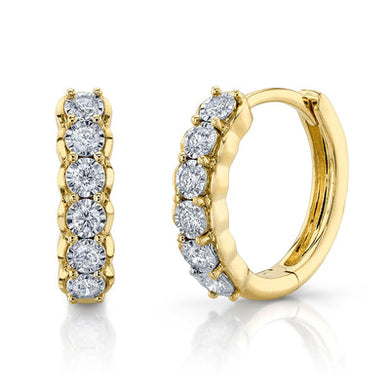 SIX STONE ROUND DIAMOND HUGGIE EARRING