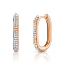 Load image into Gallery viewer, DOUBLE ROW DIAMOND OVAL HOOP EARRING - MICHAEL K. JEWELERS