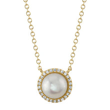Load image into Gallery viewer, SINGLE CULTURED PEARL DIAMOND NECKLACE - MICHAEL K. JEWELERS