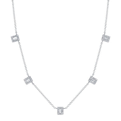 FIVE DIAMOND BAGUETTE NECKLACE - MICHAEL K. JEWELERS