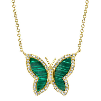 MALACHITE BUTTERFLY DIAMOND NECKLACE - MICHAEL K. JEWELERS