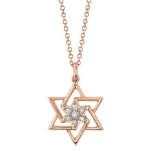 Load image into Gallery viewer, DIAMOND STAR OF DAVID NECKLACE WITH A FLOWER DESIGN