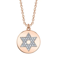 Load image into Gallery viewer, DIAMOND STAR OF DAVID NECKLACE ON GOLD DISK