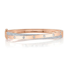 Load image into Gallery viewer, CRISS CROSS PAVE DIAMOND BEZEL BANGLE BRACELET