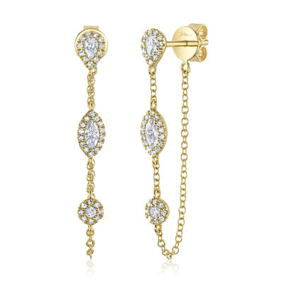 DIAMOND MARQUISE PEAR CHAIN EARRING