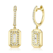 Load image into Gallery viewer, RECTANGULAR DIAMOND BAGUETTE HOOP EARRING