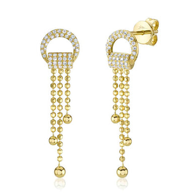 DIAMOND FACETED BALL CHAIN FRINGE EARRING