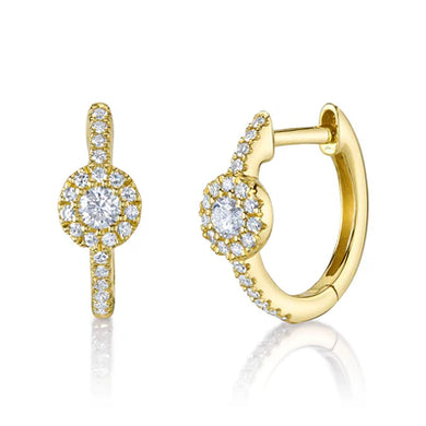 ROUND HALO DIAMOND HUGGIE EARRING