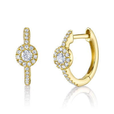 ROUND HALO DIAMOND HUGGIE EARRING