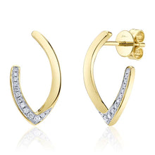 Load image into Gallery viewer, V-SHAPED HOOP DIAMOND EARRING