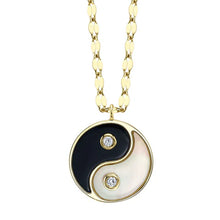 Load image into Gallery viewer, BLACK ONYX &amp; MOTHER OF PEARL YIN &amp; YANG SPARKLE CHAIN NECKLACE - MICHAEL K. JEWELERS