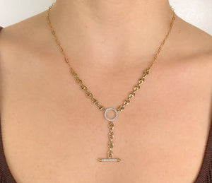 DIAMOND CIRCLE LINK LARIAT NECKLACE